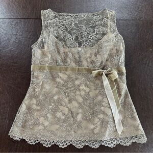 LOFT Lace Tank Top with Cream and Tan Accents